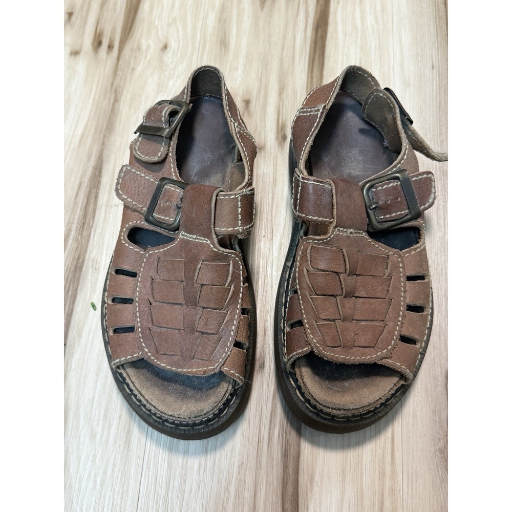 VTG Chunky Fisherman Sandals Mens 10 Brown Platform Soft Leather